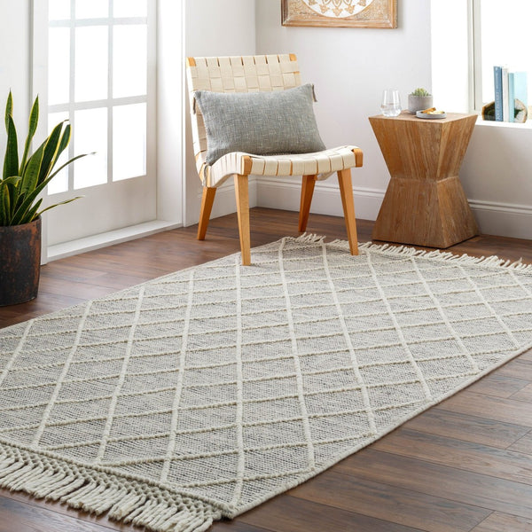 Livabliss Hemingway Flatweave Handwoven Wool Blend Accent Rug for Entryways and Cottage Spaces Ivory, Black 27" x 45" HMG2302-2339