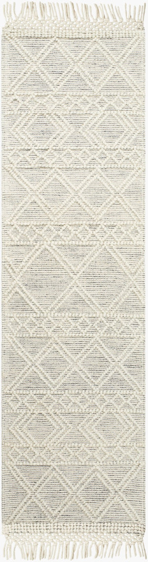 Livabliss Hemingway Handwoven Flatweave Wool Blend Rug Global Pattern for Entryways and Hallways Ivory, Black 2' x 5' HMG2303-25