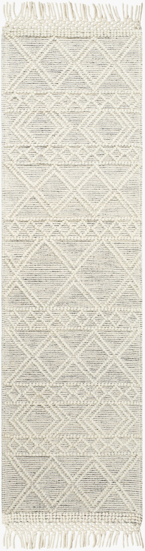 Livabliss Hemingway Handwoven Flatweave Wool Blend Rug Global Pattern for Entryways and Hallways Ivory, Black 2' x 5' HMG2303-25