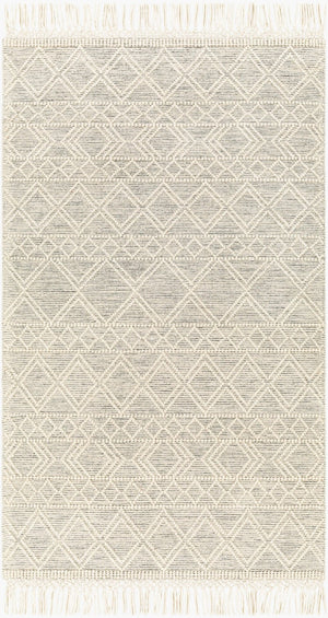 Livabliss Hemingway Handwoven Flatweave Wool Blend Rug Global Pattern for Entryways and Hallways Ivory, Black 8' x 10' HMG2303-810