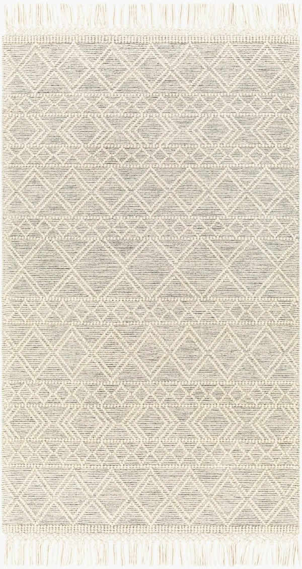 Livabliss Hemingway Handwoven Flatweave Wool Blend Rug Global Pattern for Entryways and Hallways Ivory, Black 8' x 10' HMG2303-810