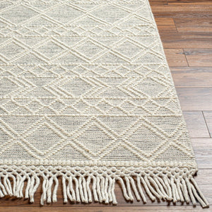 Livabliss Hemingway Handwoven Flatweave Wool Blend Rug Global Pattern for Entryways and Hallways Ivory, Black 8' x 10' HMG2303-810