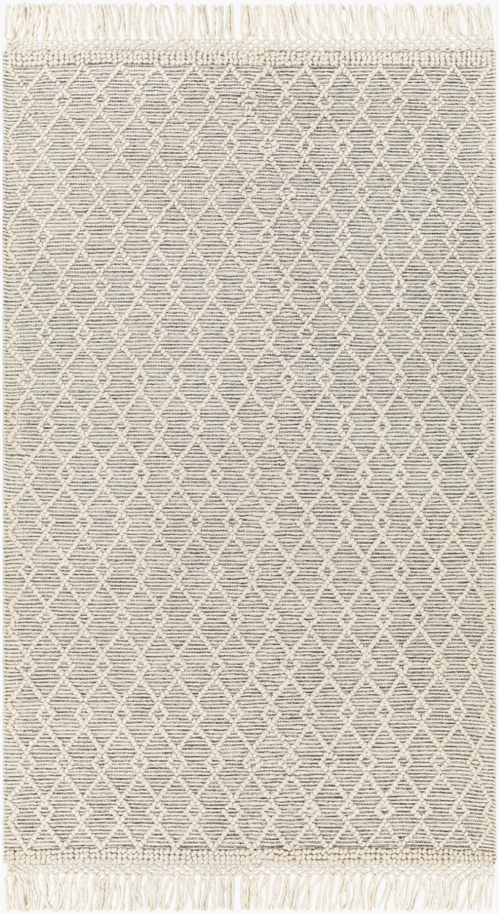 Livabliss Hemingway Handwoven Flatweave Wool Blend Rug for Entryways with Fringe Accents Ivory, Black 3' x 3' HMG2304-3RD