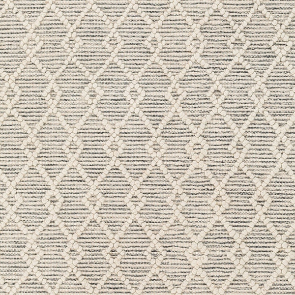 Livabliss Hemingway Handwoven Flatweave Wool Blend Rug for Entryways with Fringe Accents Ivory, Black 3' x 3' HMG2304-3RD