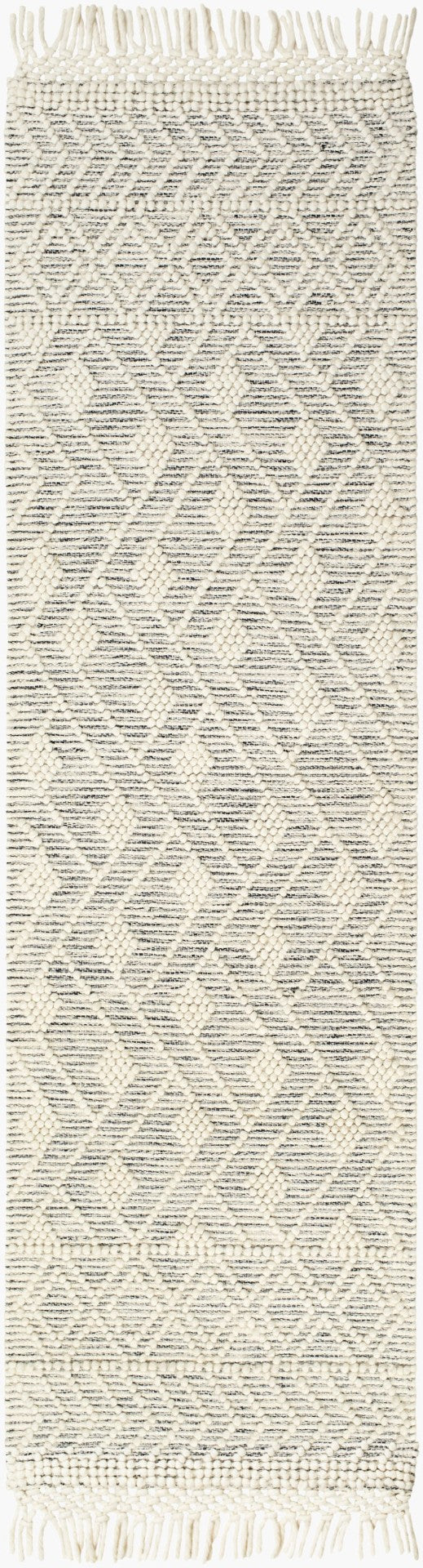 Livabliss Hemingway Flatweave Wool Blend Area Rug Handwoven Cottage Charm for Entryways Ivory, Black 2' x 5' HMG2305-25