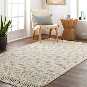 Livabliss Hemingway Flatweave Wool Blend Area Rug Handwoven Cottage Charm for Entryways Ivory, Black 9' x 12' HMG2305-912