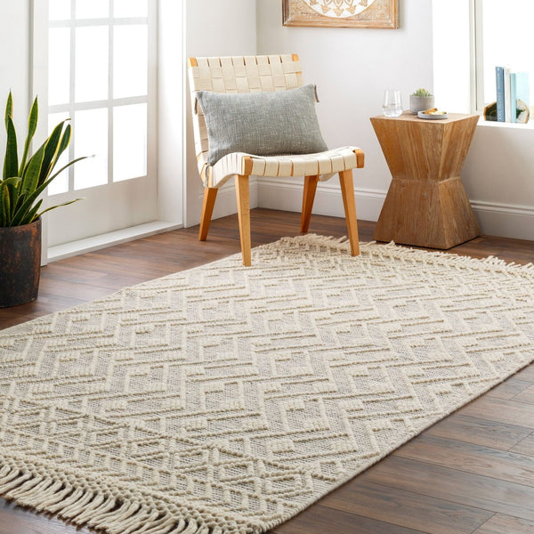 Livabliss Hemingway Flatweave Wool Blend Area Rug Handwoven Cottage Charm for Entryways Ivory, Black 9' x 12' HMG2305-912
