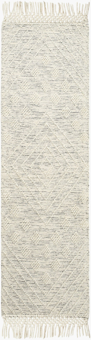 Livabliss Hemingway Handwoven Flatweave Wool Blend Rug for Cottage and Farmhouse Interiors Ivory, Black 2'3" x 7'6" HMG2306-2376