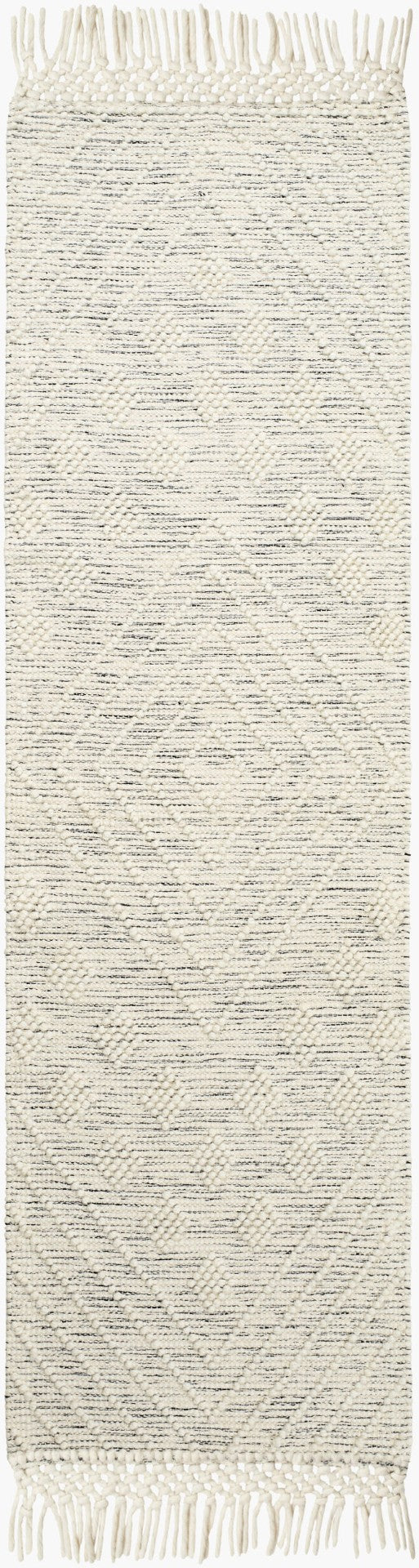 Livabliss Hemingway Handwoven Flatweave Wool Blend Rug for Cottage and Farmhouse Interiors Ivory, Black 2'3" x 7'6" HMG2306-2376