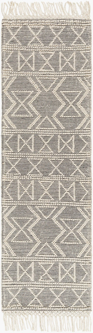 Livabliss Hemingway Handwoven Flatweave Accent Rug Wool Blend for Entryway or Bedroom Ivory, Black 2'3" x 7'6" HMG2307-2376