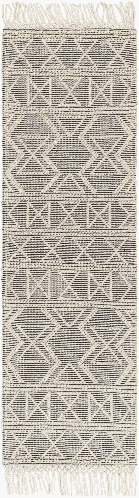 Livabliss Hemingway Handwoven Flatweave Accent Rug Wool Blend for Entryway or Bedroom Ivory, Black 2'3" x 7'6" HMG2307-2376
