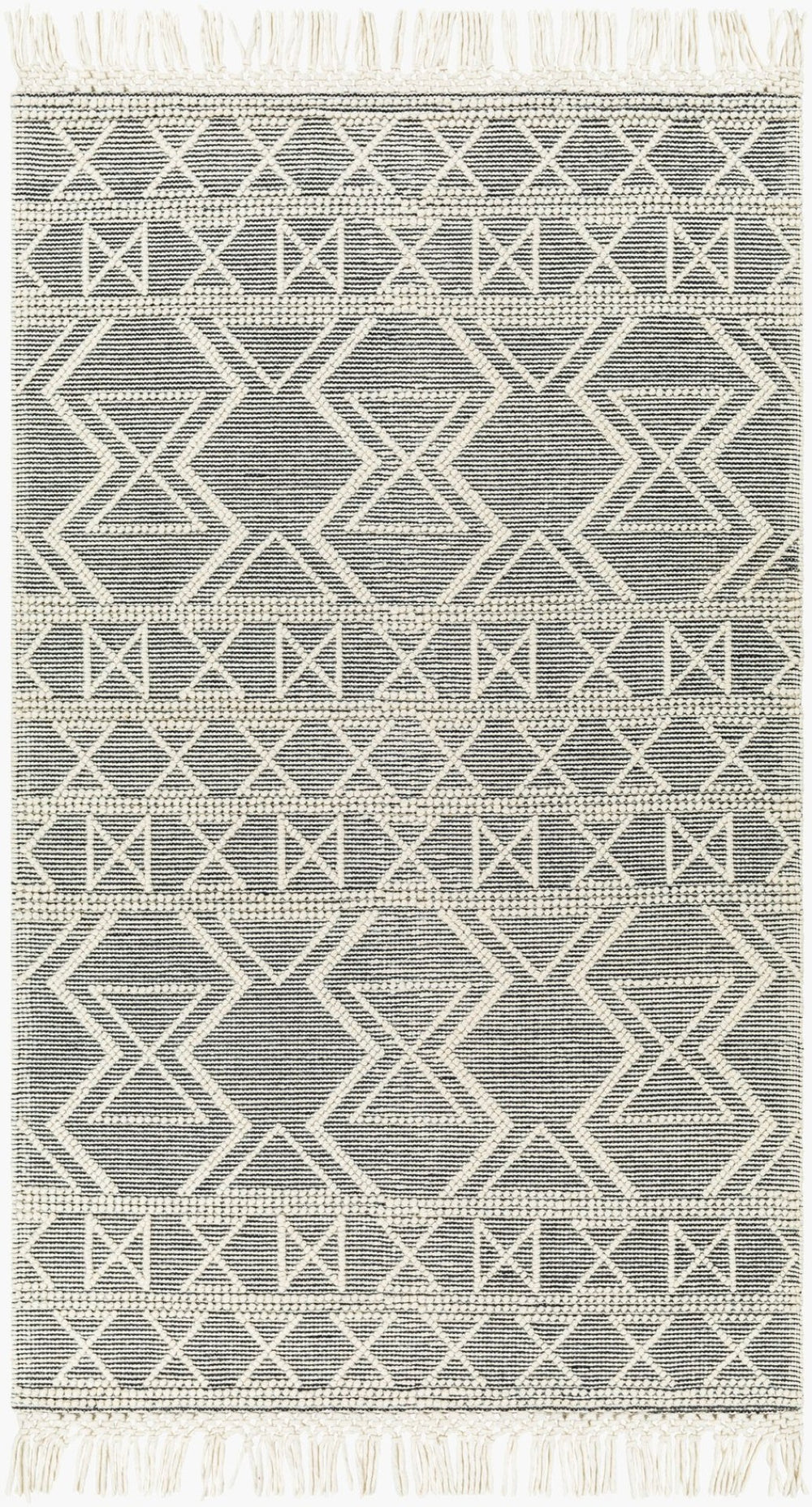 Livabliss Hemingway Handwoven Flatweave Accent Rug Wool Blend for Entryway or Bedroom Ivory, Black 27" x 45" HMG2307-2339