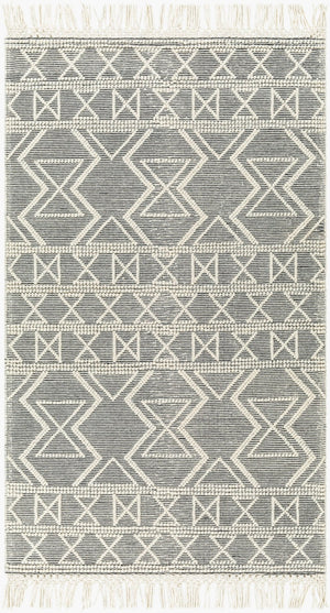 Livabliss Hemingway Handwoven Flatweave Accent Rug Wool Blend for Entryway or Bedroom Ivory, Black 27" x 45" HMG2307-2339
