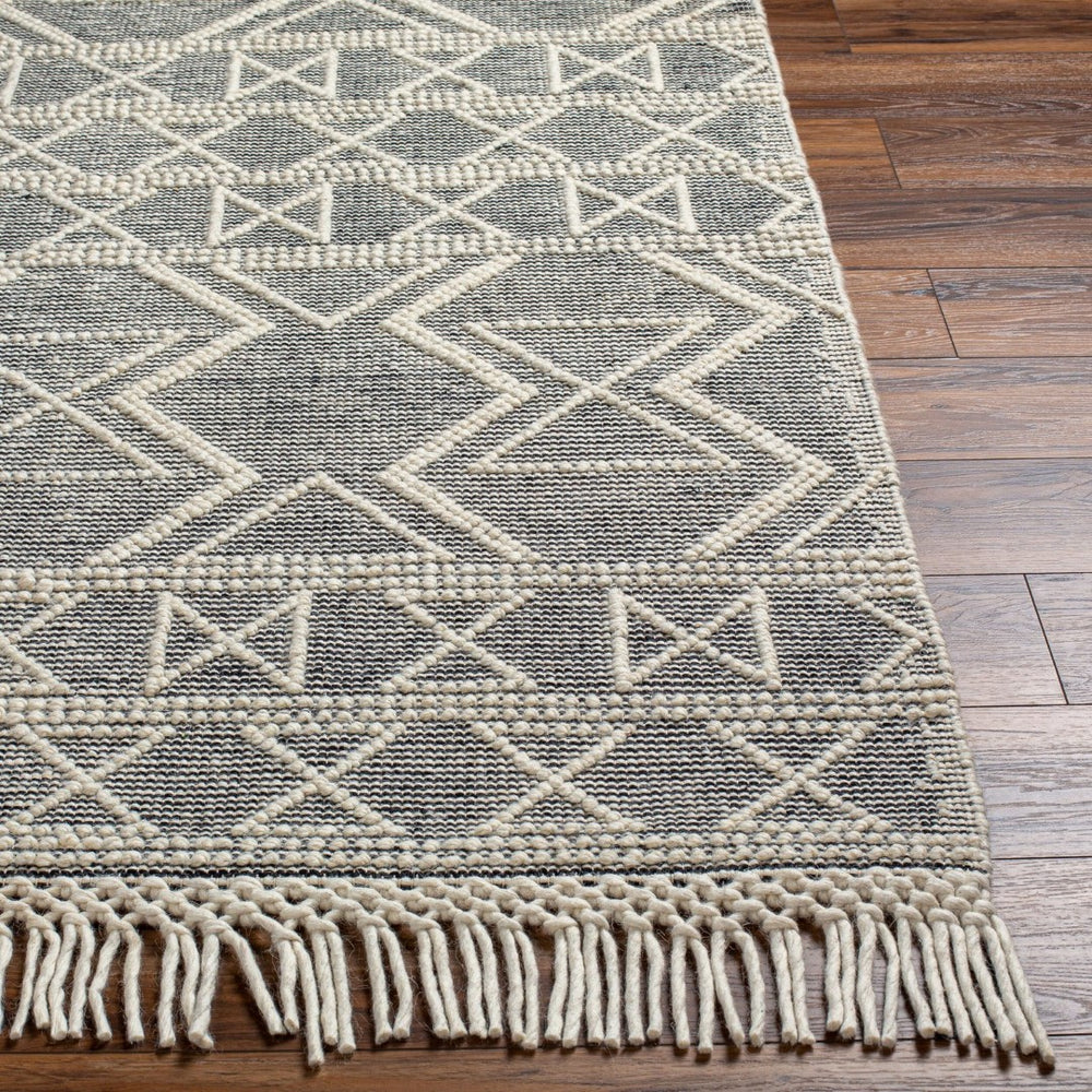 Livabliss Hemingway Handwoven Flatweave Accent Rug Wool Blend for Entryway or Bedroom Ivory, Black 27" x 45" HMG2307-2339