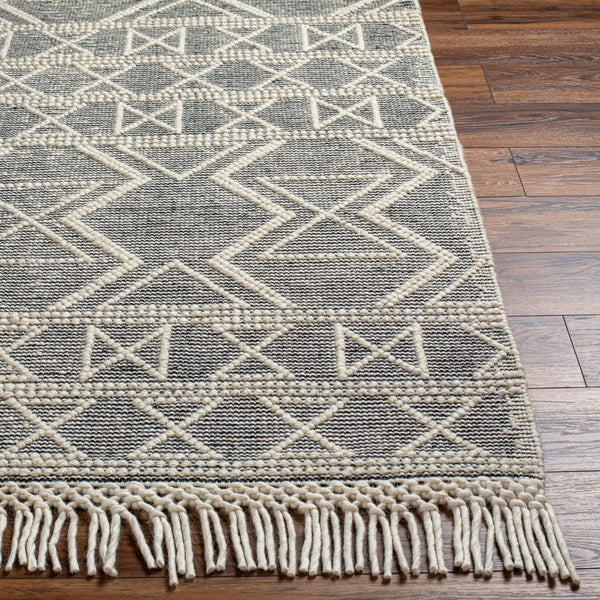 Livabliss Hemingway Handwoven Flatweave Accent Rug Wool Blend for Entryway or Bedroom Ivory, Black 27" x 45" HMG2307-2339