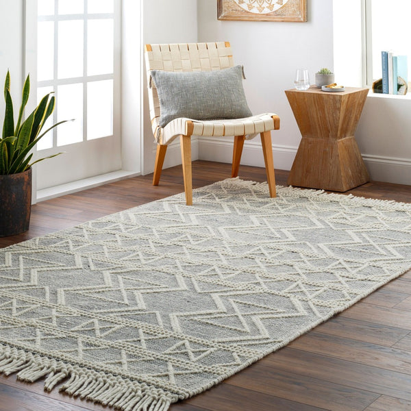 Livabliss Hemingway Handwoven Flatweave Accent Rug Wool Blend for Entryway or Bedroom Ivory, Black 27" x 45" HMG2307-2339