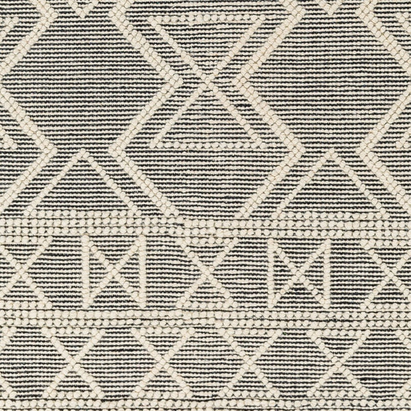 Livabliss Hemingway Handwoven Flatweave Accent Rug Wool Blend for Entryway or Bedroom Ivory, Black 27" x 45" HMG2307-2339