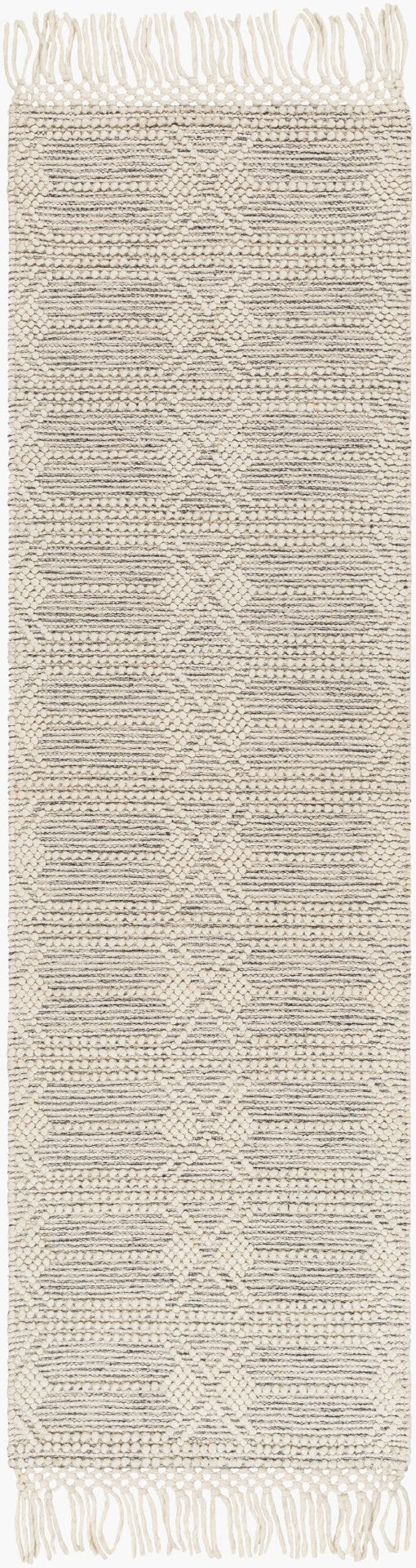 Livabliss Hemingway Handwoven Wool Blend Flat Weave Rug Cottage Style Accent for Bedroom or Entryway Ivory, Black 2' x 5' HMG2310-25