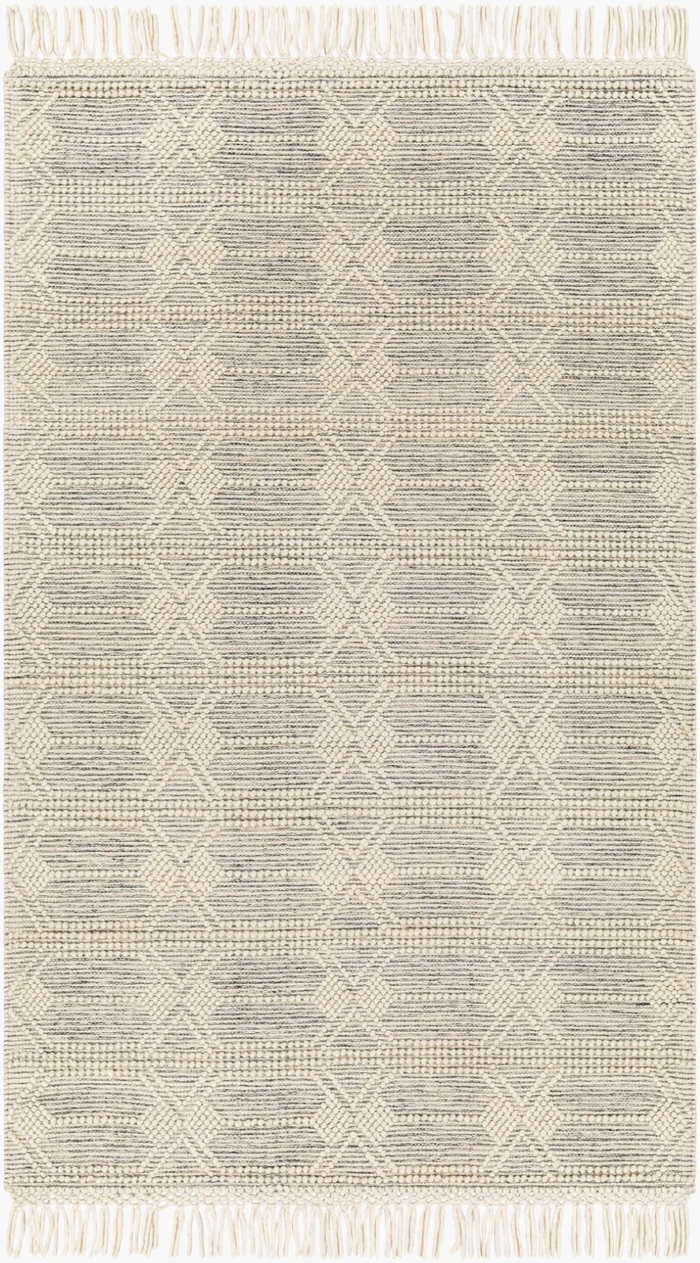 Livabliss Hemingway Handwoven Wool Blend Flat Weave Rug Cottage Style Accent for Bedroom or Entryway Ivory, Black 8' x 10' HMG2310-810