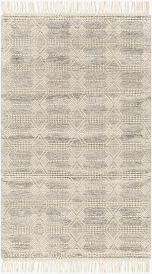 Livabliss Hemingway Handwoven Wool Blend Flat Weave Rug Cottage Style Accent for Bedroom or Entryway Ivory, Black 8' x 10' HMG2310-810
