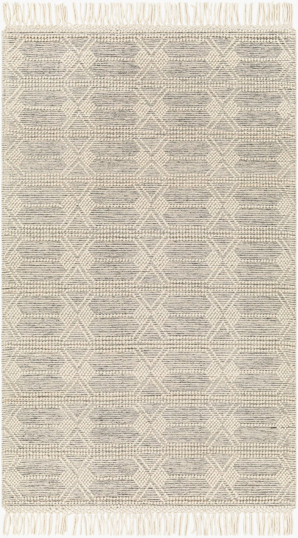 Livabliss Hemingway Handwoven Wool Blend Flat Weave Rug Cottage Style Accent for Bedroom or Entryway Ivory, Black 8' x 10' HMG2310-810