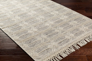 Livabliss Hemingway Handwoven Wool Blend Flat Weave Rug Cottage Style Accent for Bedroom or Entryway Ivory, Black 8' x 10' HMG2310-810
