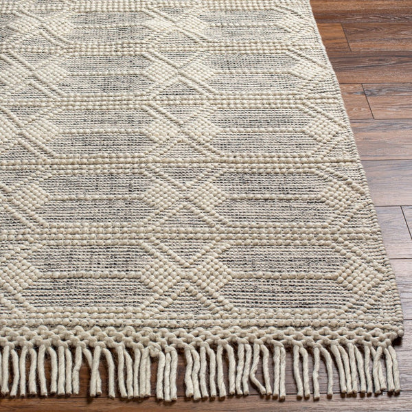 Livabliss Hemingway Handwoven Wool Blend Flat Weave Rug Cottage Style Accent for Bedroom or Entryway Ivory, Black 8' x 10' HMG2310-810