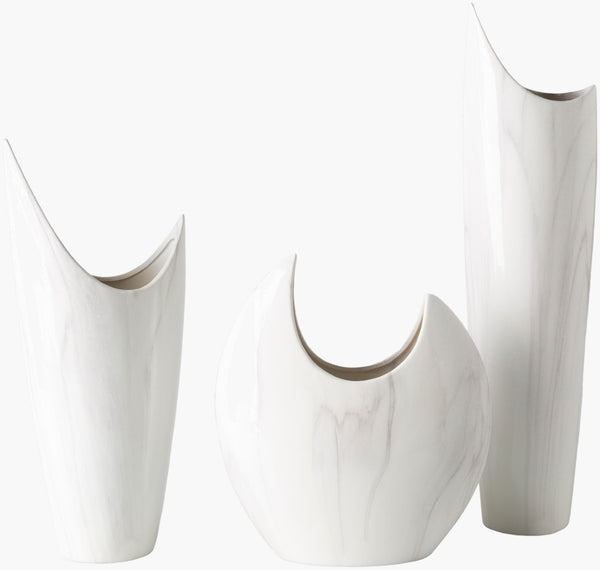 Livabliss Hamilton Ceramic Vase Set of Three Graduating Heights for Modern Entryway Decor HMI001-SET