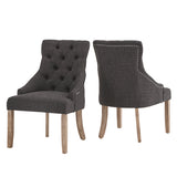 Homelegance By Top-Line Ophilia Linen Curved Back Tufted Dining Chairs (Set of 2) Grey Wood