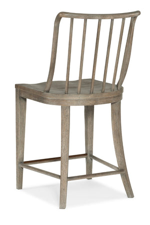 Hooker Furniture Serenity Coastal Counter Chair With Malibu Washed Oak Finish, Solid Beech Spindle-Back Design And Footrest Grays 6350-75350-95