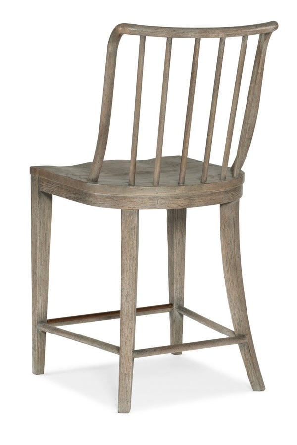 Hooker Furniture Serenity Coastal Counter Chair With Malibu Washed Oak Finish, Solid Beech Spindle-Back Design And Footrest Grays 6350-75350-95