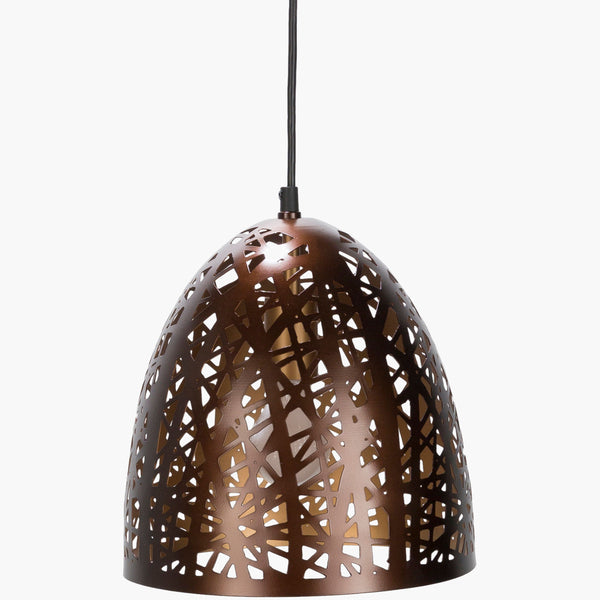 Surya Hamlin 11"L X 10"W X 11"H Pendant Light - Elegant Global-inspired Design For Eclectic Home Charm Fixture, Brown,Base, Metallic ,Copper,Cord, Black Iron Hml-001