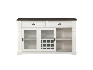 English Elm Steve Silver - Joanna Two-Tone Server with Wine Rack & Sliding Glass Doors, Farmhouse Acacia Wood Storage, 62.75" B081P157291