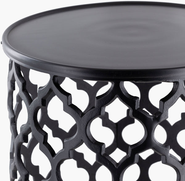 Surya Hammett Modern Aluminum End Table - Sleek 19"H X 16"W X 16"D Design For Elegant Home Spaces Top, Black,Base, Black Aluminum,Aluminum Hmmt-102