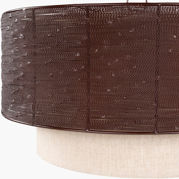 Surya Holloman 22"L X 22"W X 8"H Pendant Light - Elegant Global Design For Eclectic Home Décor Charm Fixture, Rust,Cord, Translucent Iron Hmn-002