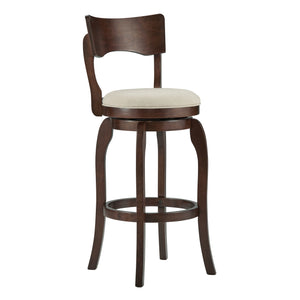 Homelegance By Top-Line Beckham 29-Inch High Back Swivel Bar Stool Beige Rubberwood