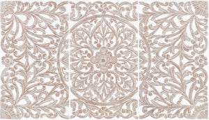 Livabliss Hampi Handcrafted Three Panel Dimensional Wall Sculpture Global Bohemian Art Set HMP002-4830