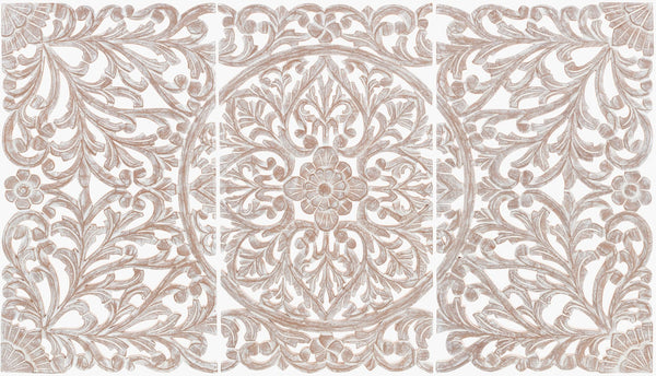Livabliss Hampi Handcrafted Three Panel Dimensional Wall Sculpture Global Bohemian Art Set HMP002-4830
