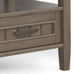 English Elm Lev Smoky Brown End Table with Drawer & Open Shelf, Handcrafted Solid Wood, Transitional Style B136P158823