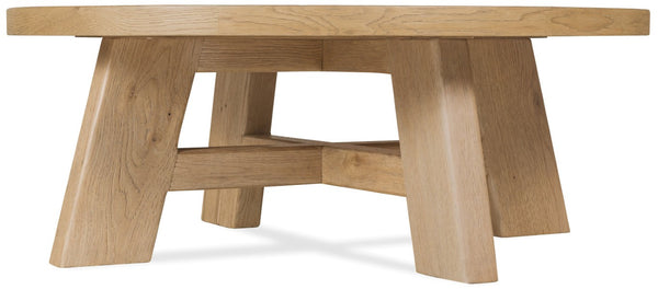 Hooker Furniture Driftwood Round Cocktail Table With Buckboard Finish, Oak Construction, Rustic Distressed Charm For Living Rooms Light Wood 6820-80211-80