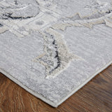 Feizy Rugs Macklaine Polyester/Polypropylene Machine Made Bohemian & Eclectic Rug Silver/Black 8' x 10'