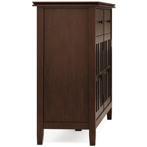 English Elm Artisan Solid Wood 4-Door Sideboard Buffet In Rich Russet Brown – Timeless Craftsmanship & Storage Solution B136P158430