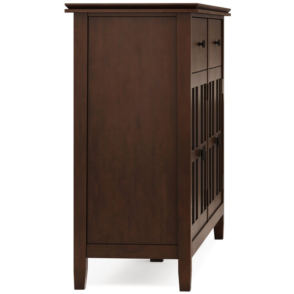 English Elm Artisan Solid Wood 4-Door Sideboard Buffet In Rich Russet Brown – Timeless Craftsmanship & Storage Solution B136P158430