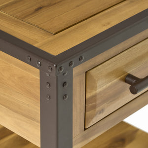 English Elm Christopher Knight Home® - BRIGHTON Acacia Wood End Table with 1 Drawer in Natural Finish — Industrial Accent Nightstand 26.75" 54717.00