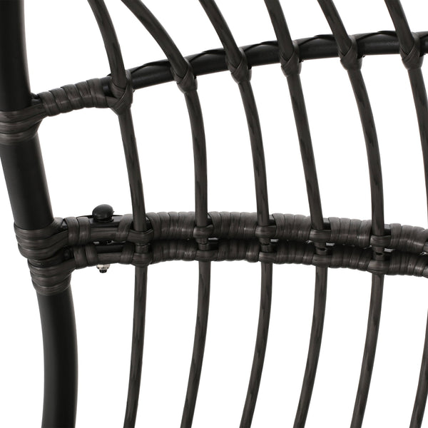 English Elm Christopher Knight Home® - SANSA Outdoor Wicker Hanging Basket Chair with Water‑Resistant Cushions, Iron Frame, Weatherproof Lounge Gray 70429.00GDGRY