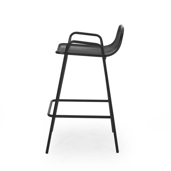 English Elm Christopher Knight Home® - BALTIMORE Linda Modern Iron Barstool Set of 2 Matte Black – Powder-Coated Mesh Seating, Durable Outdoor 디자인 65475.00BLK