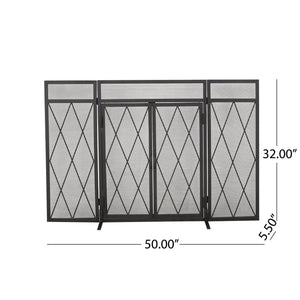 English Elm Christopher Knight Home® - FOLDING Folding Screen with Door Matte Black Iron Room Divider Privacy Panel Durable 34.25x28.25x4.5" 67300.00MTBLK