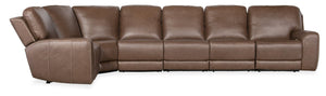 Hooker Furniture Torres Semi-Aniline Leather 5-Piece Sectional With Power Recline, Headrests & Usb Charging功能 118.00 L x 146.00W x 40.50H SS640-6PC2-088