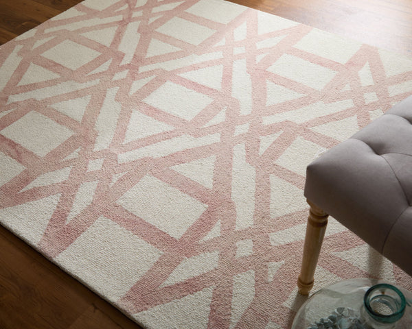 Feizy Rugs Lorrain Hand-tufted Wool Rug - Modern Geometric Design, Stain-resistant, Perfect For High Traffic Areas Ivory,Pink,Tan Wool 6108571fblh000g99