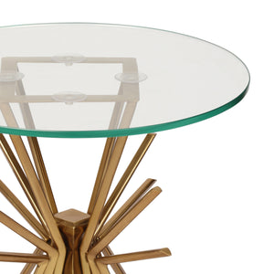 English Elm Sparkle Sunburst Iron Side Table with Tempered Glass Top Antique Glam Living Room 66964.00